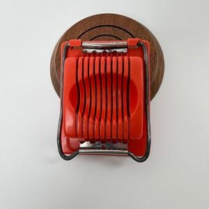 Vintage Acme Manual Egg Slicer Red Plastic Retro Kitchen Tool USA‎